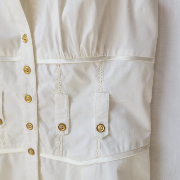 XOXO Y2K White Satin Trim Vintage Style Sleeveless Button Top Women's Size M - Picture 3 of 16